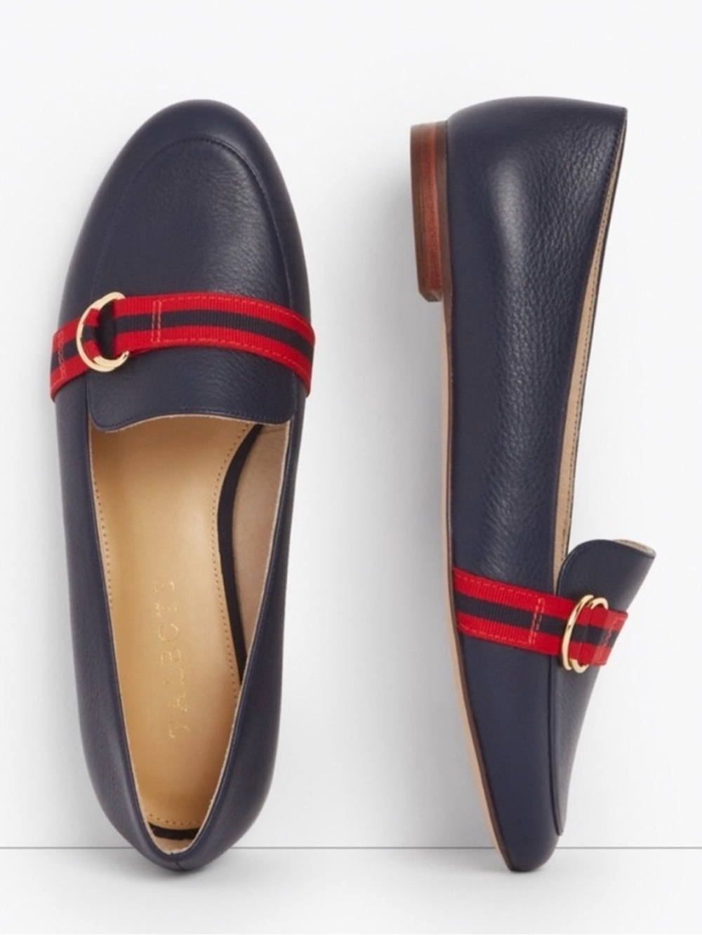 Talbots 4th of July Americana Loafers 9.5W Navy Red Gold Leather nautical